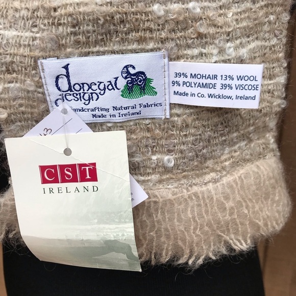 Donegal Designs Irish Knit Scarf Tan Wool Blend - Picture 6 of 6